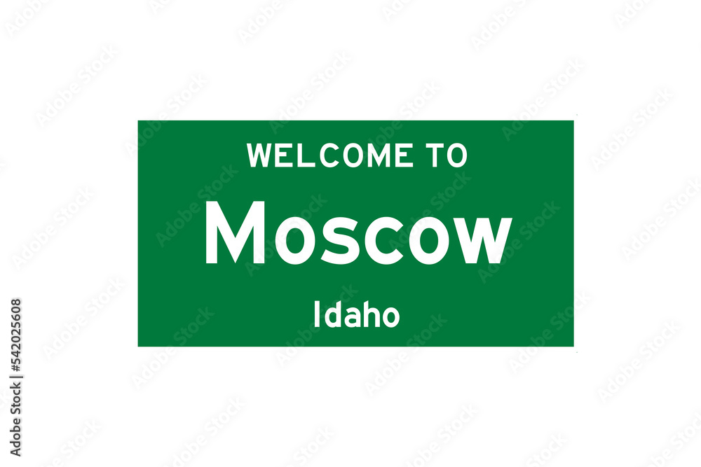 Moscow, Idaho, USA. City limit sign on transparent background. Moscow, Idaho, USA. City limit sign on transparent background.