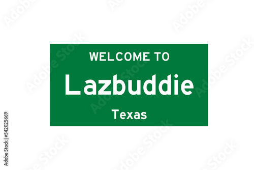 Lazbuddie, Texas, USA. City limit sign on transparent background.  photo