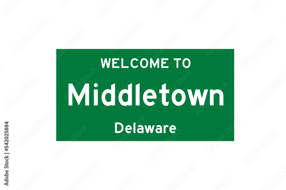 Middletown, Delaware, USA. City limit sign on transparent background. 