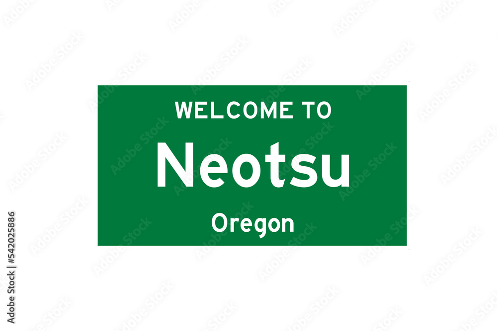 Neotsu, Oregon, USA. City limit sign on transparent background. Neotsu, Oregon, USA. City limit sign on transparent background.