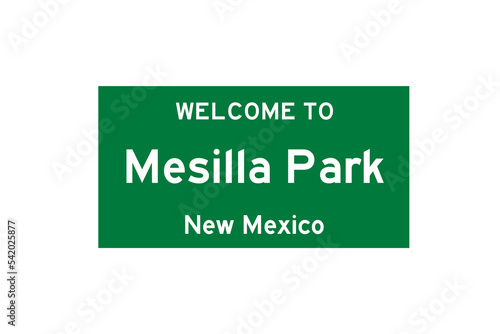 Mesilla Park, New Mexico, USA. City limit sign on transparent background.  photo