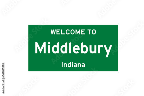 Middlebury, Indiana, USA. City limit sign on transparent background.  photo