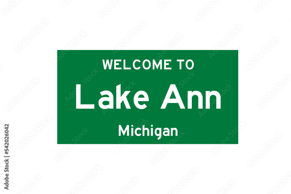 Lake Ann, Michigan, USA. City limit sign on transparent background. Lake Ann, Michigan, USA. City limit sign on transparent background.