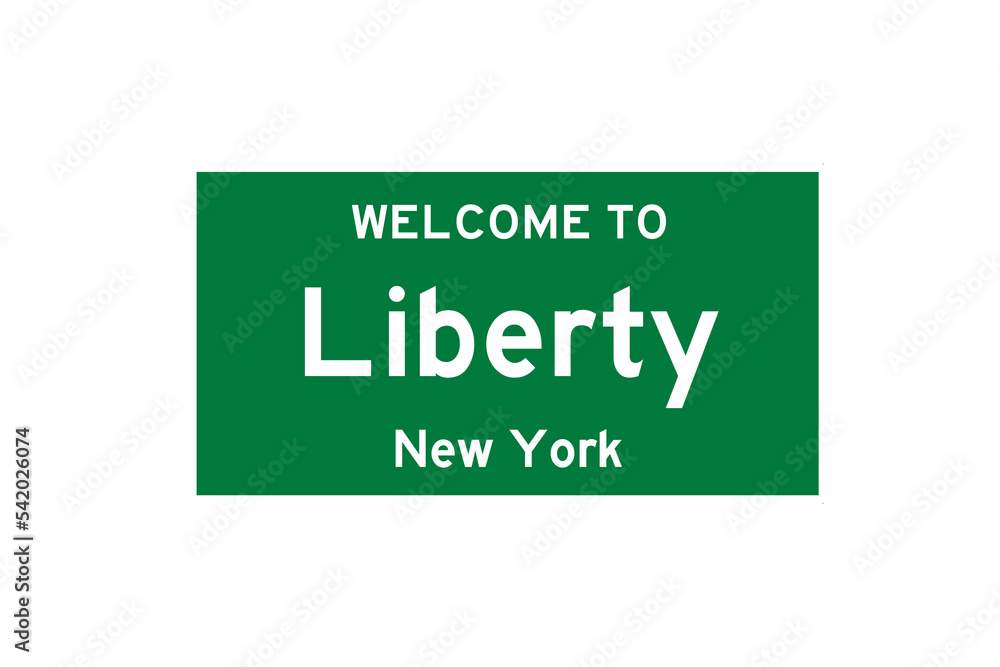 Liberty, New York, USA. City limit sign on transparent background. Liberty, New York, USA. City limit sign on transparent background.