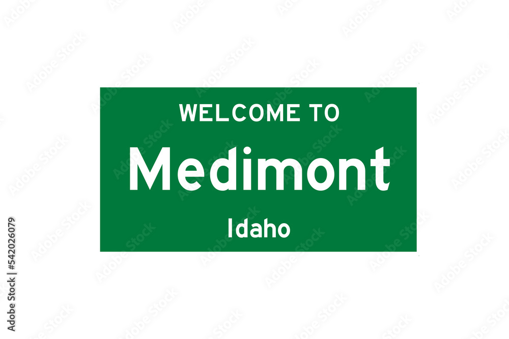 Medimont, Idaho, USA. City limit sign on transparent background. Medimont, Idaho, USA. City limit sign on transparent background.