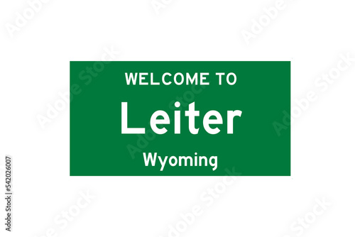 Leiter, Wyoming, USA. City limit sign on transparent background.  photo