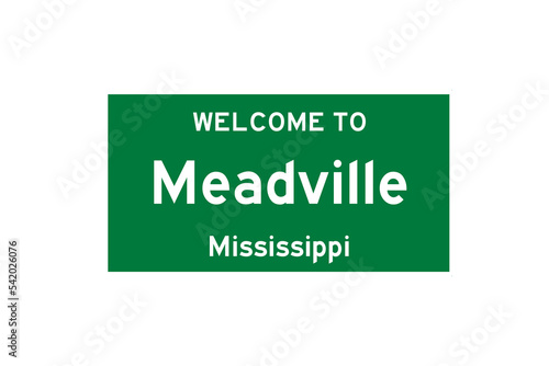 Meadville, Mississippi, USA. City limit sign on transparent background.  photo