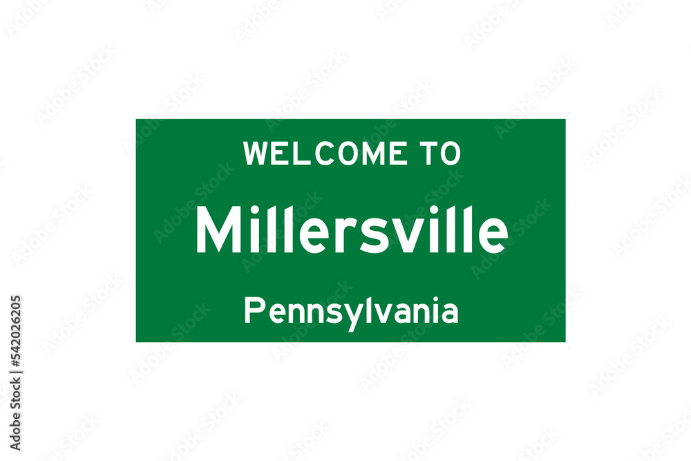 Millersville, Pennsylvania, USA. City limit sign on transparent background. 