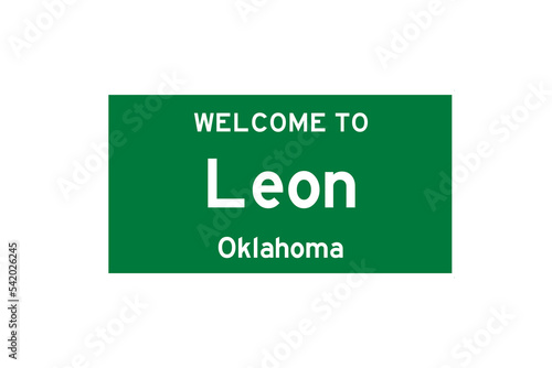 Leon, Oklahoma, USA. City limit sign on transparent background. © Rezona