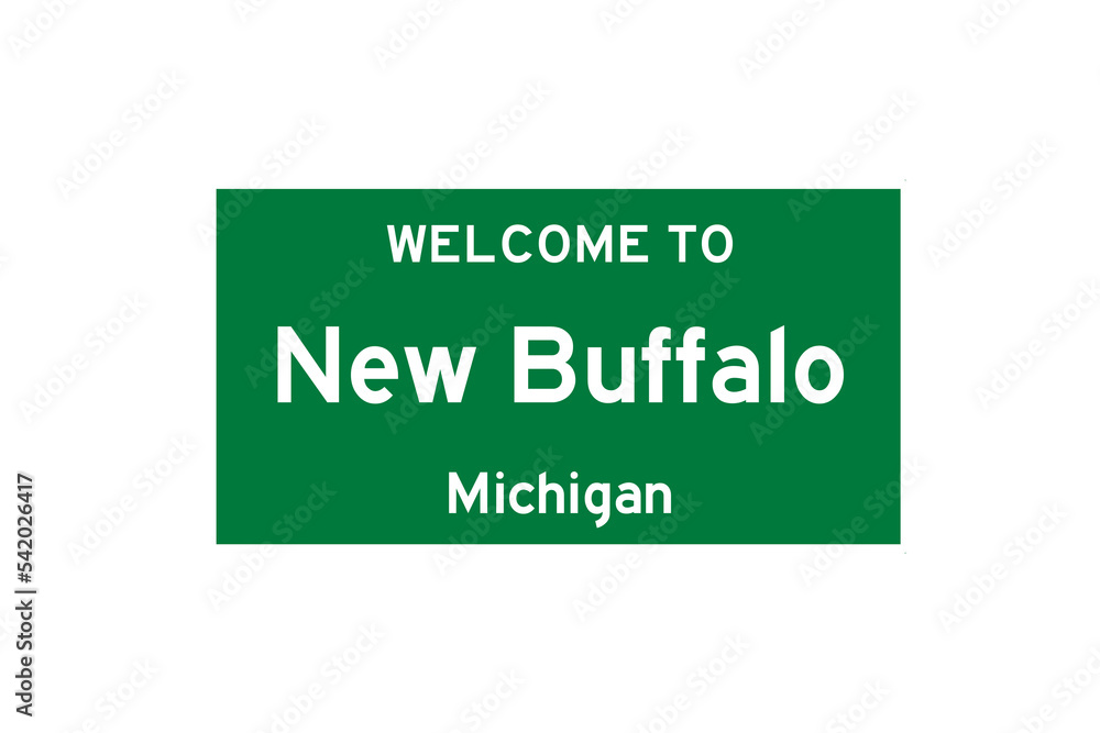 New Buffalo, Michigan, USA. City limit sign on transparent background. New Buffalo, Michigan, USA. City limit sign on transparent background.