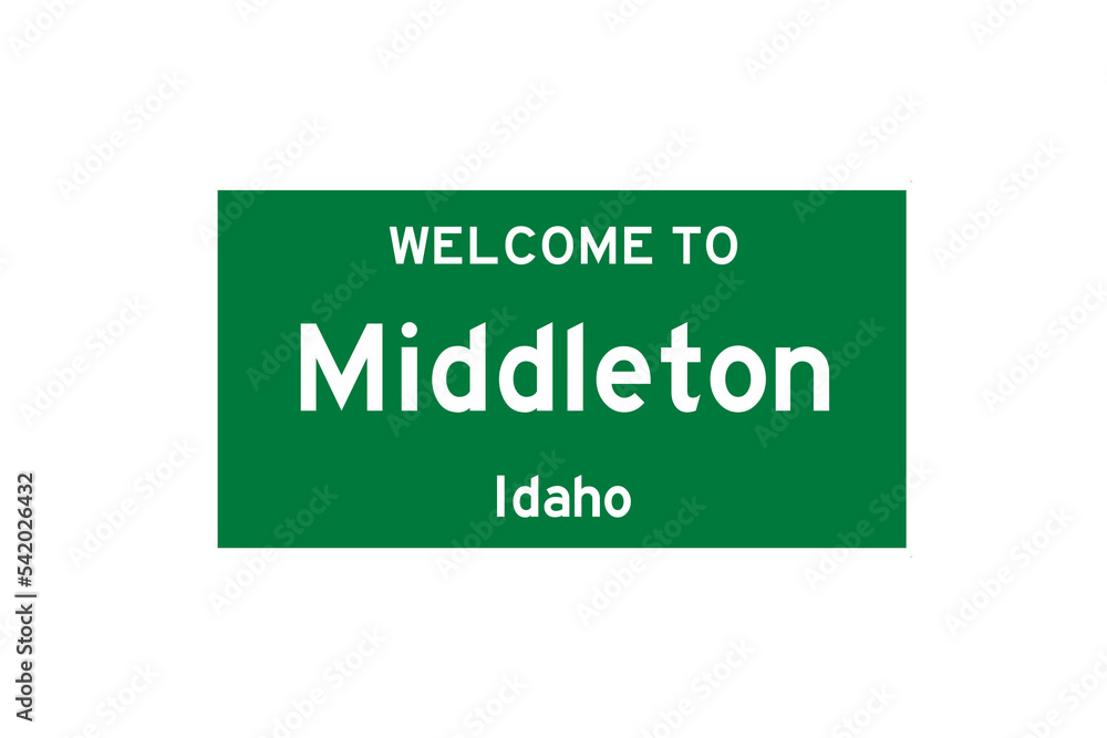 Middleton, Idaho, USA. City limit sign on transparent background. Stock