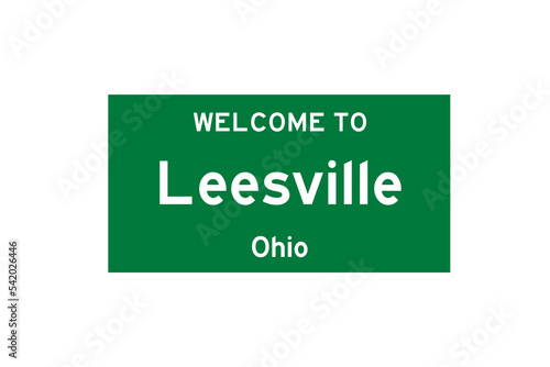 Leesville, Ohio, USA. City limit sign on transparent background.  photo