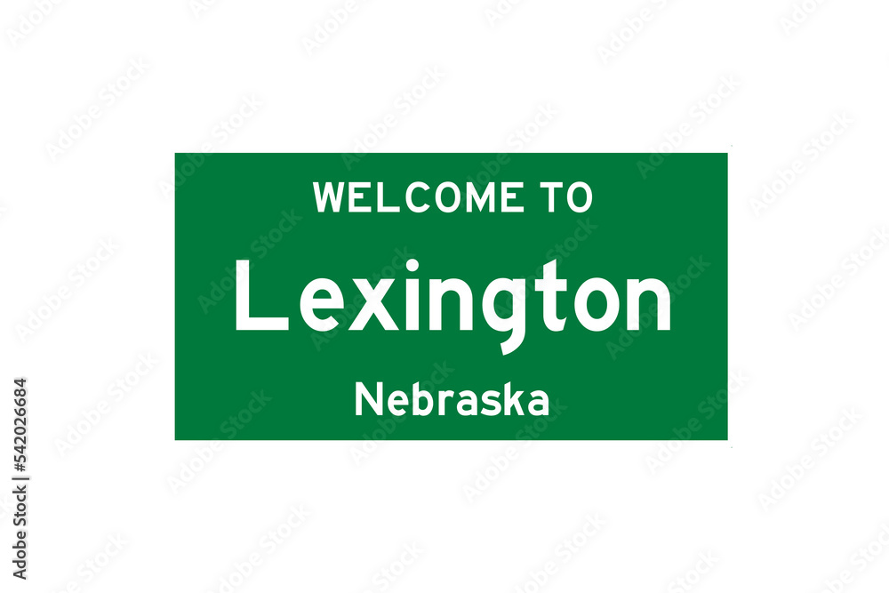 Lexington, Nebraska, USA. City limit sign on transparent background. Lexington, Nebraska, USA. City limit sign on transparent background.