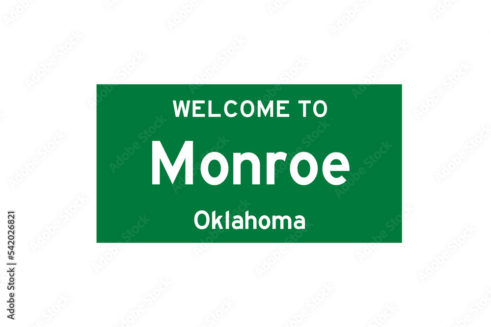 Monroe, Oklahoma, USA. City limit sign on transparent background. Monroe, Oklahoma, USA. City limit sign on transparent background.