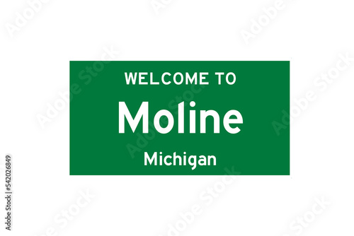 Moline, Michigan, USA. City limit sign on transparent background.  photo