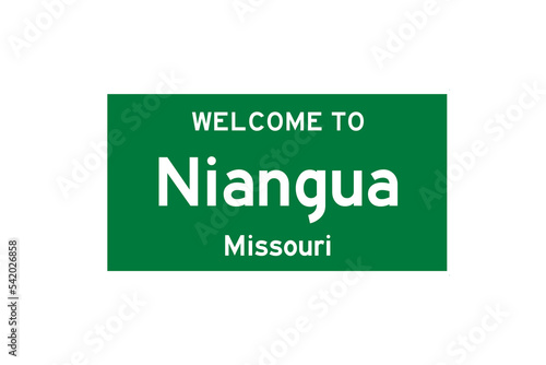 Niangua, Missouri, USA. City limit sign on transparent background. 