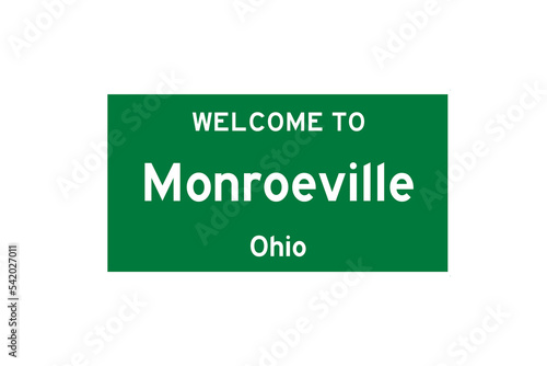 Monroeville, Ohio, USA. City limit sign on transparent background.  photo