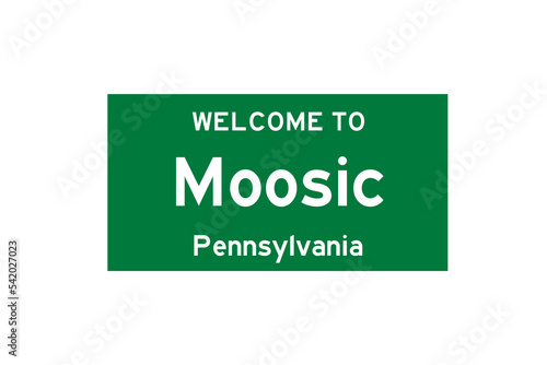 Moosic, Pennsylvania, USA. City limit sign on transparent background.  photo