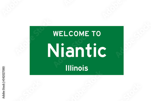 Niantic, Illinois, USA. City limit sign on transparent background.  photo