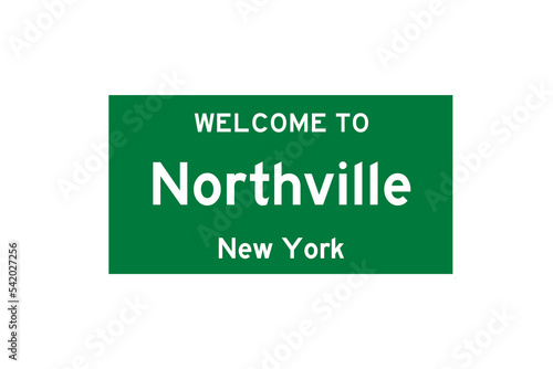 Northville, New York, USA. City limit sign on transparent background.  photo