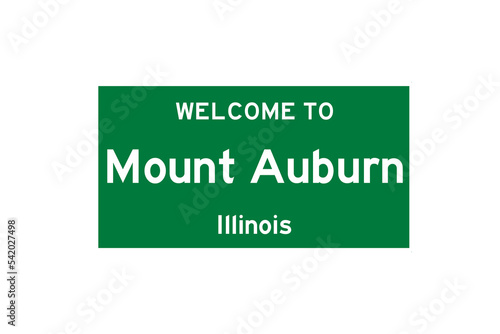 Mount Auburn, Illinois, USA. City limit sign on transparent background. 