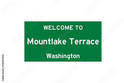 Mountlake Terrace, Washington, USA. City limit sign on transparent background.  photo