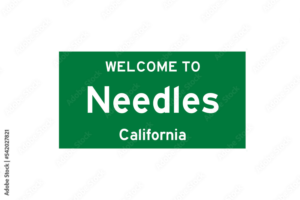 Needles, California, USA. City limit sign on transparent background. Needles, California, USA. City limit sign on transparent background.
