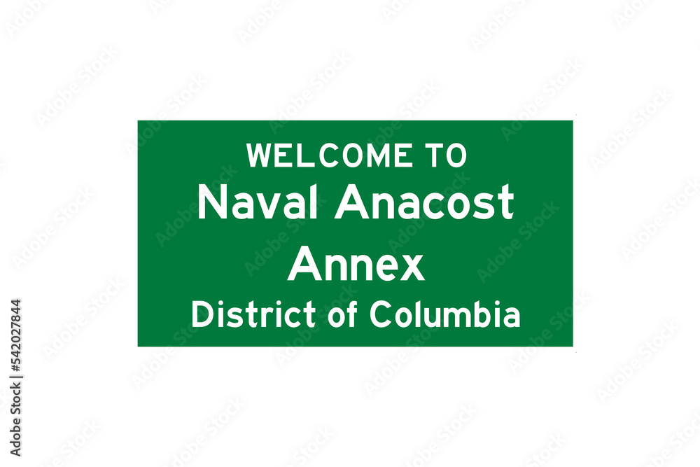 Naval Anacost Annex, District of Columbia, USA. City limit sign on transparent background. 