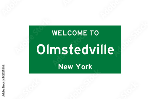 Olmstedville, New York, USA. City limit sign on transparent background.  photo