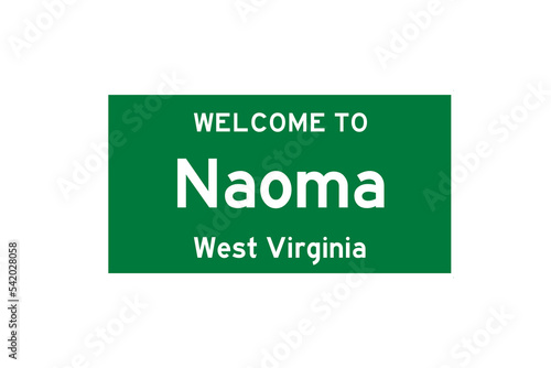 Naoma, West Virginia, USA. City limit sign on transparent background.  photo