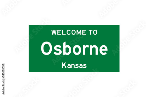 Osborne, Kansas, USA. City limit sign on transparent background.  photo