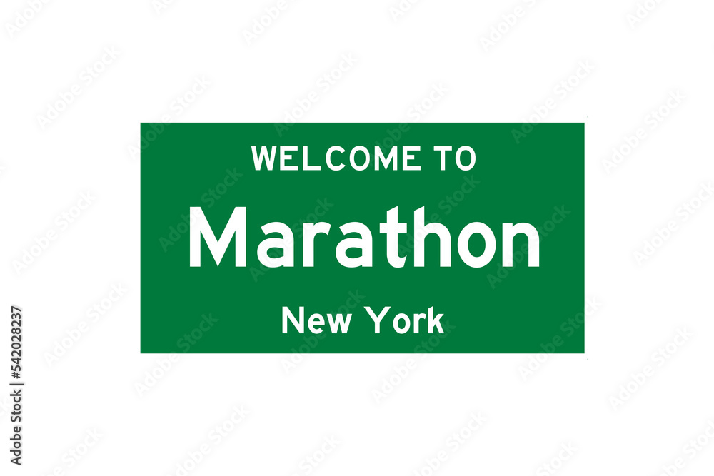 Marathon, New York, USA. City limit sign on transparent background. Marathon, New York, USA. City limit sign on transparent background.