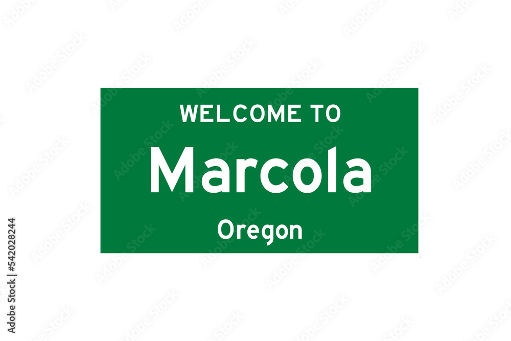 Marcola, Oregon, USA. City limit sign on transparent background. Marcola, Oregon, USA. City limit sign on transparent background.