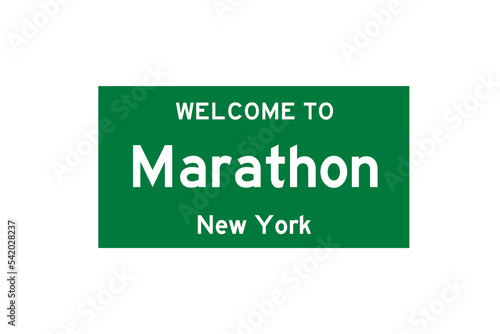 Marathon, New York, USA. City limit sign on transparent background.  photo