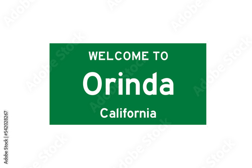 Orinda, California, USA. City limit sign on transparent background.  photo