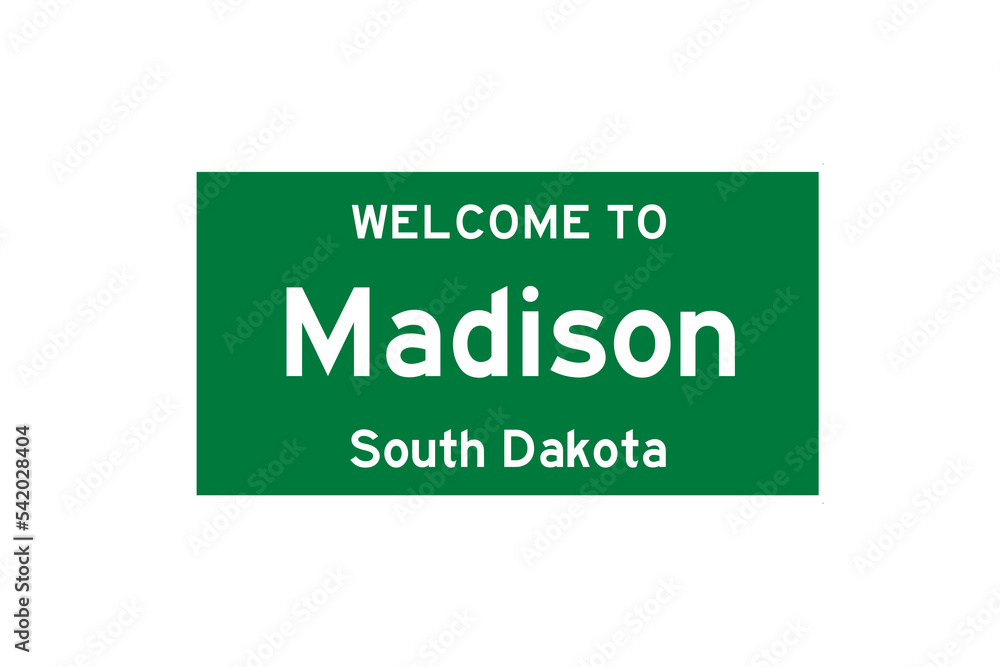 Madison, South Dakota, USA. City limit sign on transparent background. Madison, South Dakota, USA. City limit sign on transparent background.
