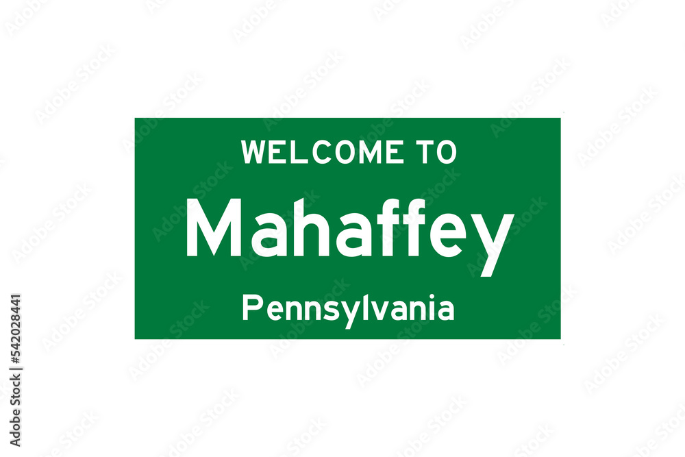 Mahaffey, Pennsylvania, USA. City limit sign on transparent background. Mahaffey, Pennsylvania, USA. City limit sign on transparent background.
