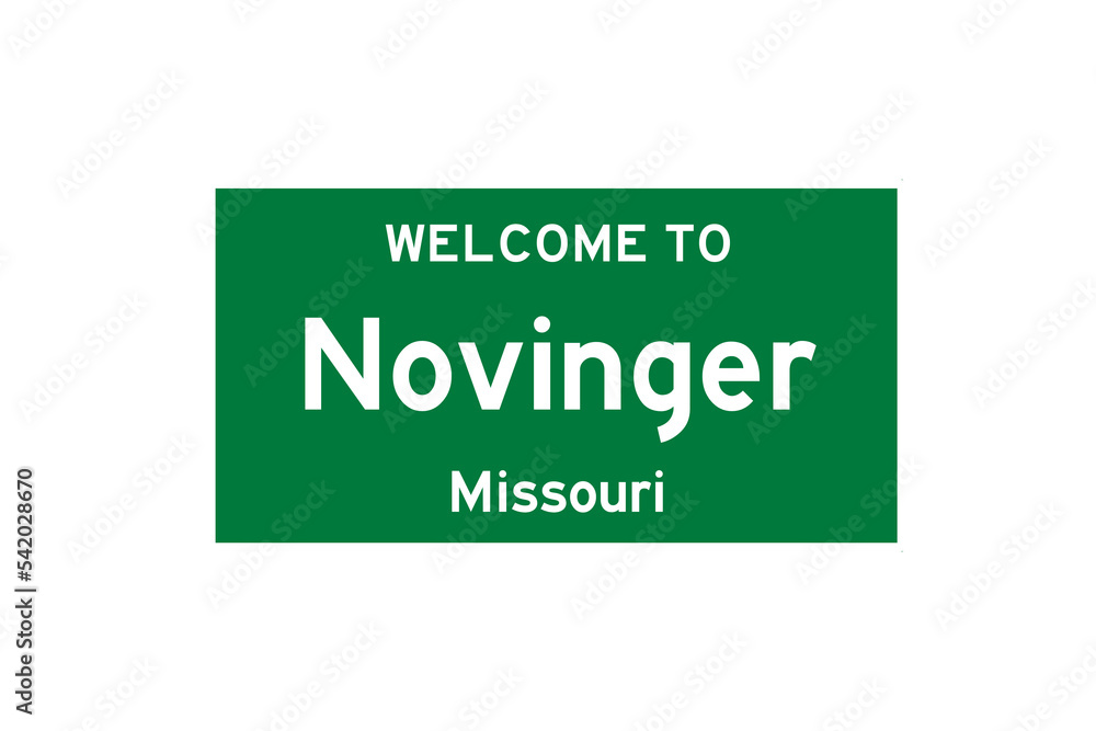 Novinger, Missouri, USA. City limit sign on transparent background. Novinger, Missouri, USA. City limit sign on transparent background.