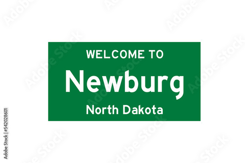 Newburg, North Dakota, USA. City limit sign on transparent background.  photo