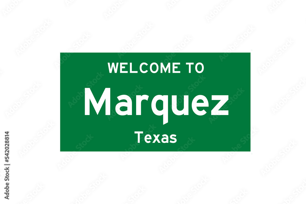 Marquez, Texas, USA. City limit sign on transparent background. Marquez, Texas, USA. City limit sign on transparent background.