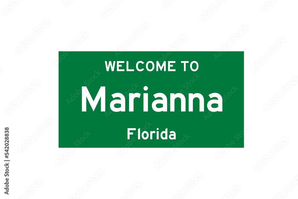 Marianna, Florida, USA. City limit sign on transparent background. Marianna, Florida, USA. City limit sign on transparent background.