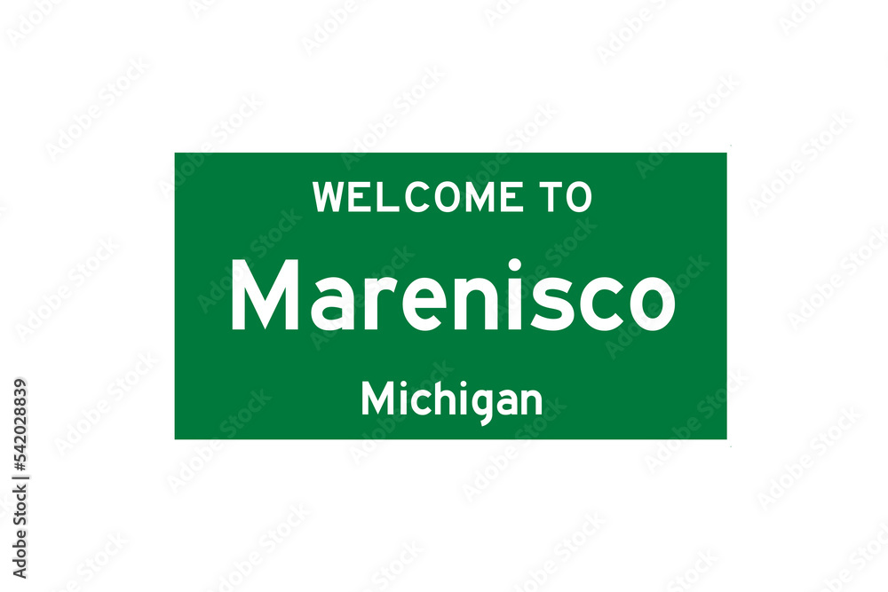 Marenisco, Michigan, USA. City limit sign on transparent background. Marenisco, Michigan, USA. City limit sign on transparent background.