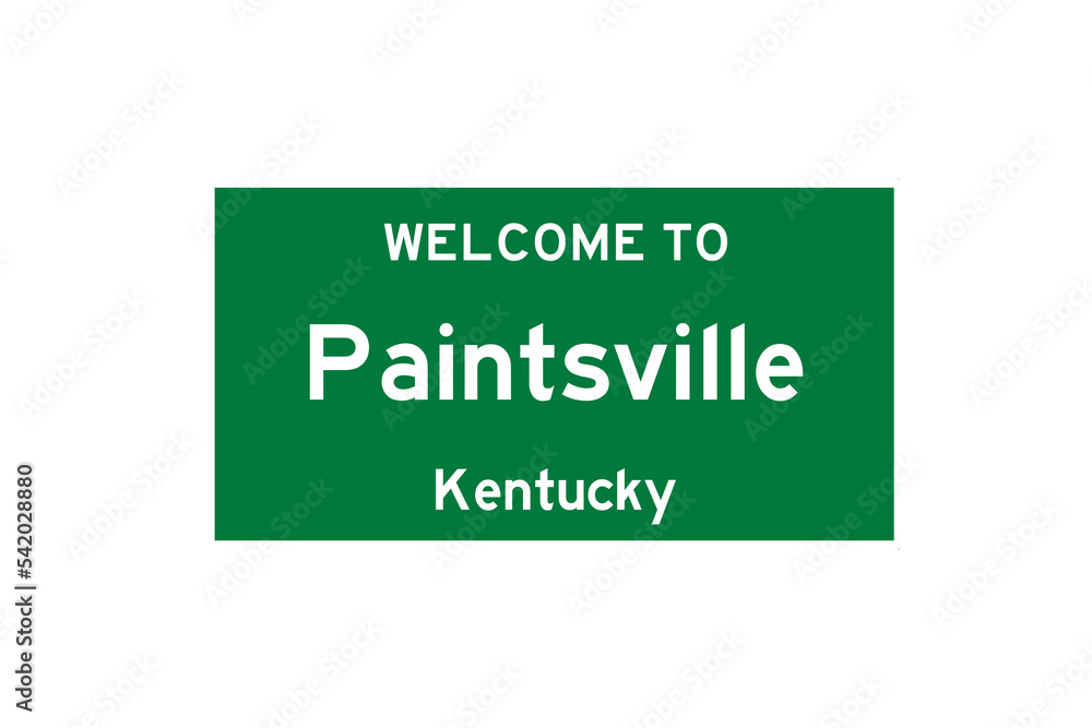 Paintsville, Kentucky, USA. City limit sign on transparent background. Paintsville, Kentucky, USA. City limit sign on transparent background.