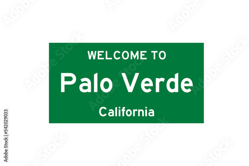 Palo Verde, California, USA. City limit sign on transparent background.  photo