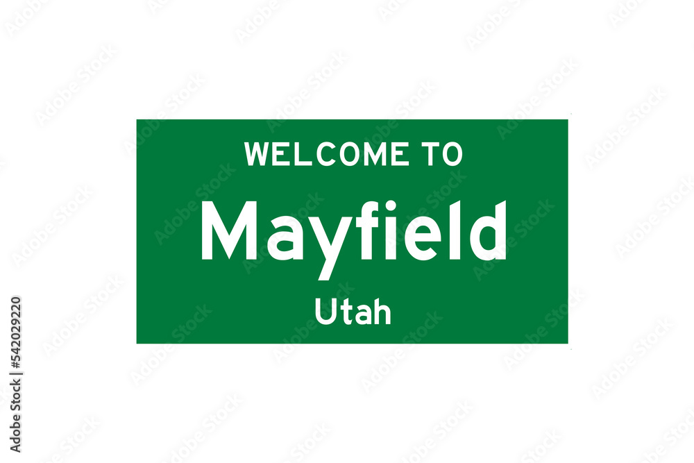 Mayfield, Utah, USA. City limit sign on transparent background. 