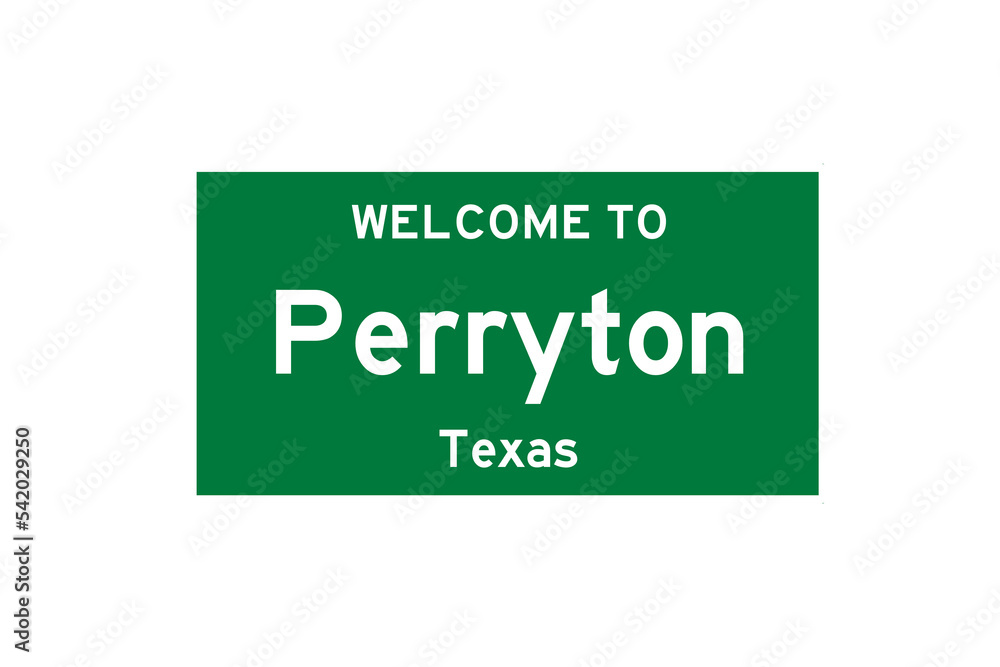 Perryton, Texas, USA. City limit sign on transparent background. Perryton, Texas, USA. City limit sign on transparent background.