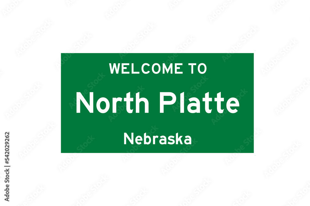 North Platte, Nebraska, USA. City limit sign on transparent background. North Platte, Nebraska, USA. City limit sign on transparent background.
