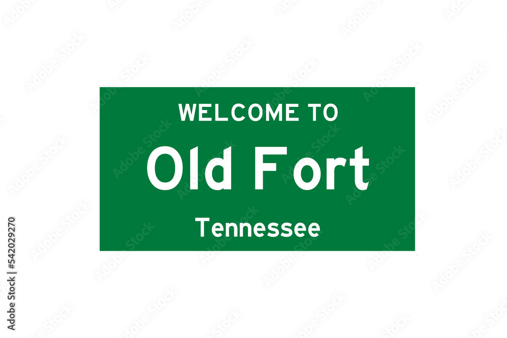 Old Fort, Tennessee, USA. City limit sign on transparent background. 