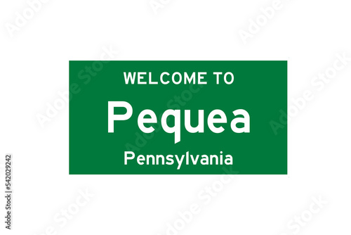 Pequea, Pennsylvania, USA. City limit sign on transparent background.  photo