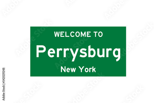 Perrysburg, New York, USA. City limit sign on transparent background.  photo